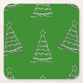 Weihnachtsbaum grün rechteckiger pappuntersetzer (Vorderseite)