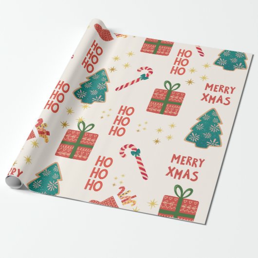 Weihnachtsbaum grün Vintag Retro Geschenkpapier (Ungerollt)