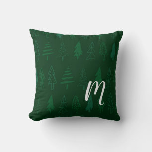 Weihnachtsbaum - Grüne Monogramm Kissen