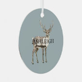 Weihnachtsbaum Grüne Rustikale Hirschbezeichnung Ornament Aus Metall (Vorderseite Rechts)