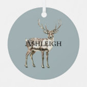 Weihnachtsbaum Grüne Rustikale Hirschbezeichnung Ornament Aus Metall (Vorderseite)