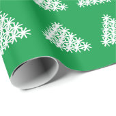 Weihnachtsbaum grüne weiße Schneesterne Schneefloc Geschenkpapier (Rolleneckpunkt)