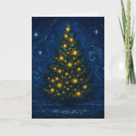Weihnachtsbaum-Grußkarte im Stil von Van Gogh Feiertagskarte