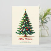 Weihnachtsbaum-Grußkarte in Aquarelltechnik Einladung (Stehend Vorderseite)