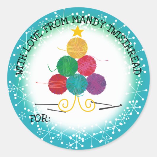 Weihnachtsbaum-Häkelhaken Runder Aufkleber (Vorderseite)