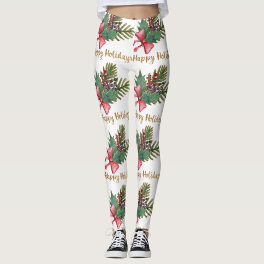 Weihnachtsbaum Handprint Kunst Leggings (Vorderseite)