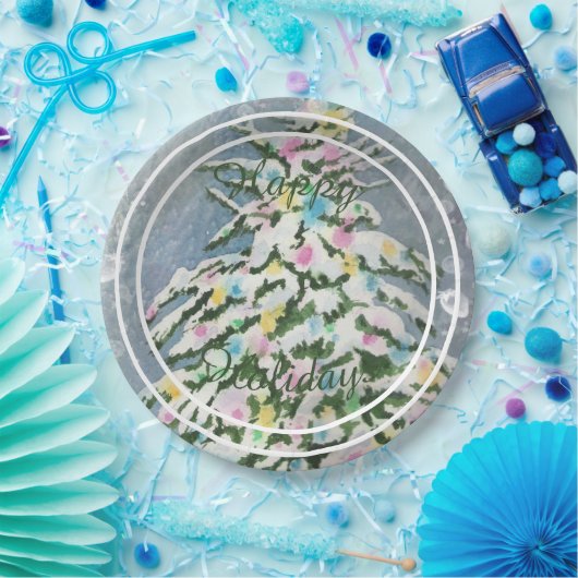 Weihnachtsbaum Happy Holiday Party Pappteller (Party)