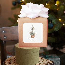 Weihnachtsbaum | Happy Holiday Quadratischer Aufkleber