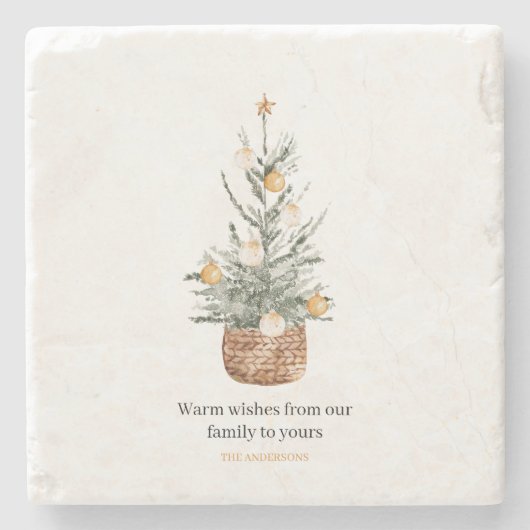 Weihnachtsbaum | Happy Holiday Steinuntersetzer (Vorderseite)