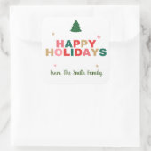 Weihnachtsbaum Happy Holidays Geschenketikett Quadratischer Aufkleber (Tasche)
