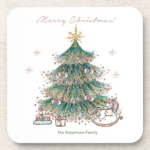Weihnachtsbaum Hartkunststoff-Untersetzer - Set vo Getränkeuntersetzer