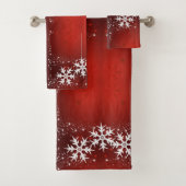 Weihnachtsbaum hat Schneeflocke-rotes Bad-Tuch-Set Badhandtuch Set (Insitu)