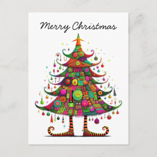 Weihnachtsbaum, helle Farben, Feiertagspostkarte