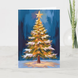 Weihnachtsbaum Helle Stern Wasserfarbe Feiertagskarte
