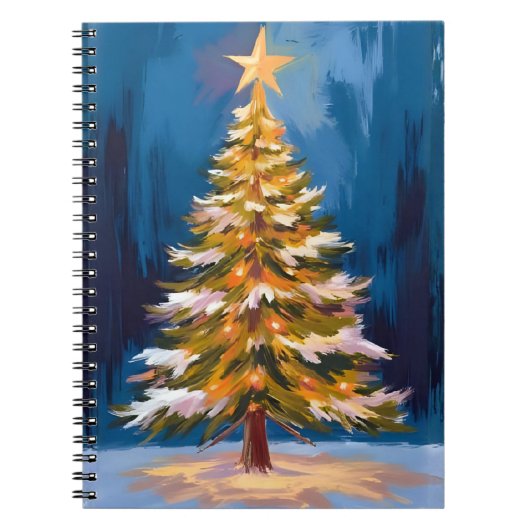 Weihnachtsbaum Helle Stern Wasserfarbe Notizblock (Vorderseite)
