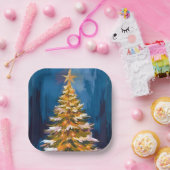 Weihnachtsbaum Helle Stern Wasserfarbe Pappteller (Party)