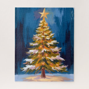 Weihnachtsbaum Helle Stern Wasserfarbe Puzzle
