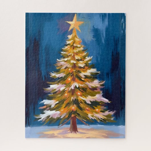 Weihnachtsbaum Helle Stern Wasserfarbe Puzzle (Vertikal)