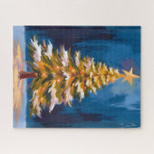 Weihnachtsbaum Helle Stern Wasserfarbe Puzzle (Horizontal)