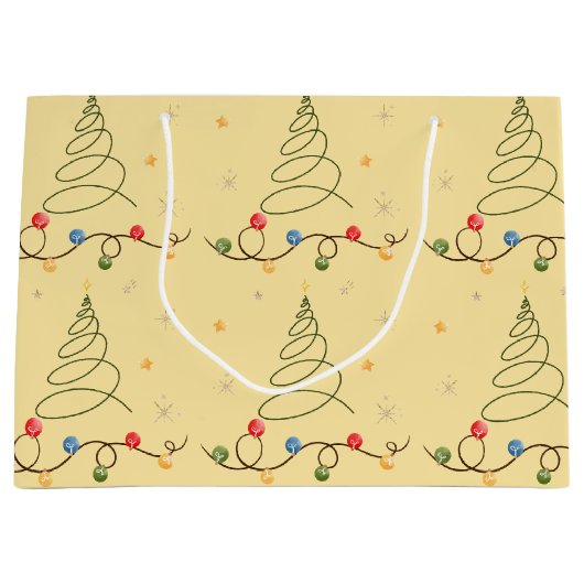 Weihnachtsbaum Hellgelbe große Geschenktasche Geschenktüte (Vorderseite)