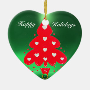 WEIHNACHTSBAUM Herz Keramik Ornament