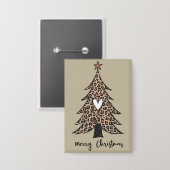 Weihnachtsbaum Herz Leopard Geschenk Xmas Urlaub Button (Vorderseite/Rückseite)