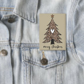 Weihnachtsbaum Herz Leopard Geschenk Xmas Urlaub Button (Insitu)