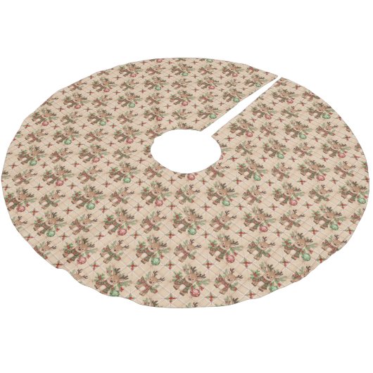 Weihnachtsbaum-Hirsch-Baumskirt Polyester Weihnachtsbaumdecke (Schrägansicht)