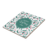 Weihnachtsbaum & Hirsch Frohe Weihnachtstypografie Fliese (Seite)