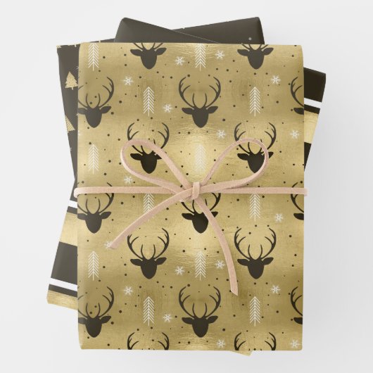 Weihnachtsbaum Hirschgewächse Gold/Br ID864 Geschenkpapier Set (Beispiel)