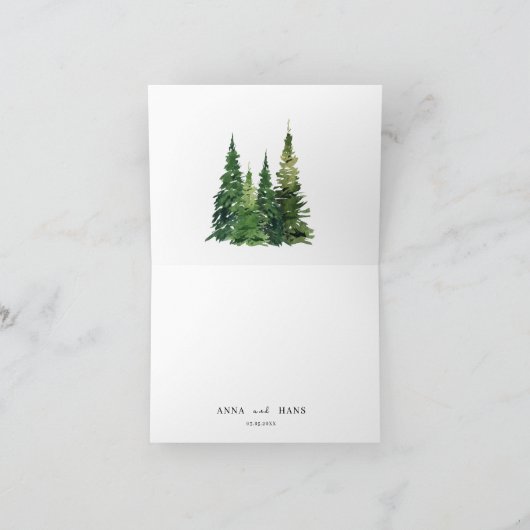 Weihnachtsbaum-Hochzeit Dankeskarte (Innenseite)