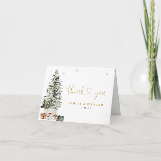 Weihnachtsbaum-Hochzeit-Dankeskarten Dankeskarte (Vorderseite)