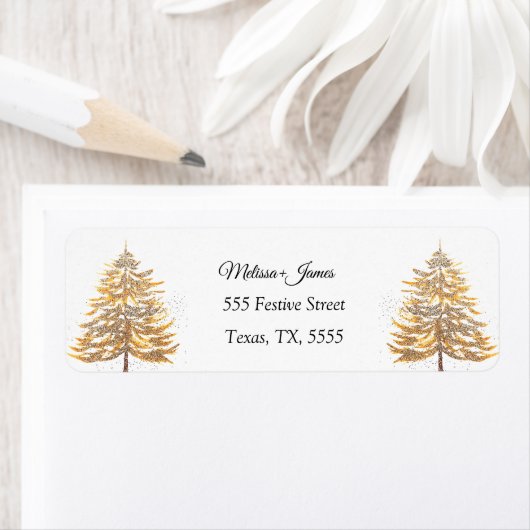 Weihnachtsbaum-Hochzeit mit Goldschnee (Insitu)