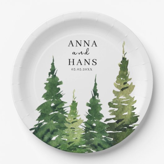 Weihnachtsbaum-Hochzeit Pappteller (Vorderseite)