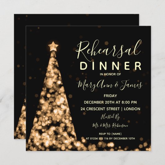 Weihnachtsbaum Hochzeit Probe Dinner Einladung (Vorne/Hinten)