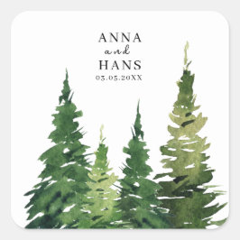 Weihnachtsbaum-Hochzeit Quadratischer Aufkleber