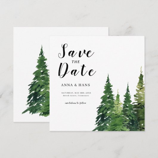 Weihnachtsbaum-Hochzeit Save The Date (Vorne/Hinten)