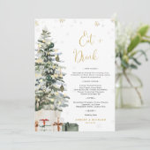 Weihnachtsbaum-Hochzeitsmenü Menükarte (Stehend Vorderseite)