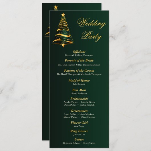 Weihnachtsbaum-Hochzeitsprogramm Einladung (Vorne/Hinten)