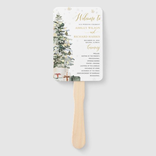 Weihnachtsbaum-Hochzeitsprogramm Fächer (Vorderseite)