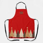 Weihnachtsbaum Holiday Backred Monogram Schürze (Vorderseite)
