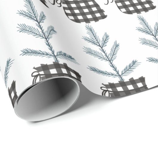 Weihnachtsbaum Holiday Black Buffalo Kariert Geschenkpapier (Rolleneckpunkt)