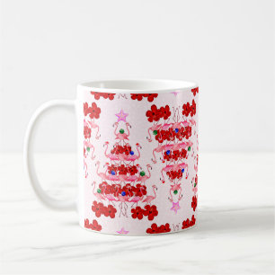 Weihnachtsbaum Holiday Santa Flamingos auf Rosa Kaffeetasse