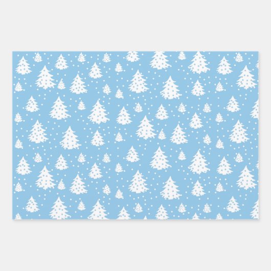 Weihnachtsbaum Holly Blue White Muster Geschenkpapier Set (Vorderseite 2)