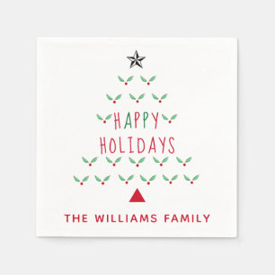 Weihnachtsbaum Holly Happy Holidays Modern Serviette