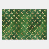Weihnachtsbaum Holly Patterns Green Gold Geschenkpapier Set (Vorderseite 2)