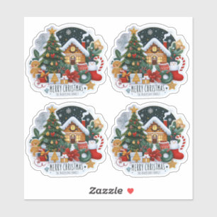 Weihnachtsbaum House Strumpf Snowman Sheet Aufkleber