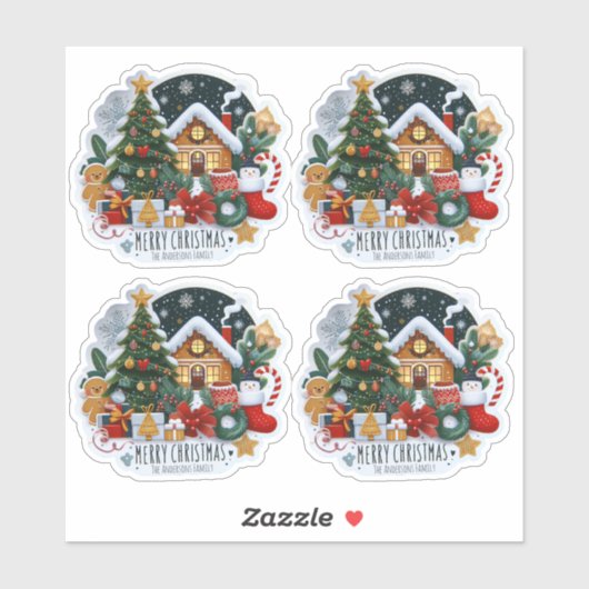 Weihnachtsbaum House Strumpf Snowman Sheet Aufkleber (Blatt)