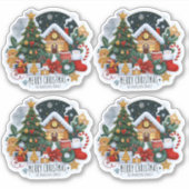 Weihnachtsbaum House Strumpf Snowman Sheet Aufkleber (Vorderseite)