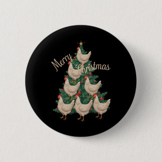 Weihnachtsbaum Hühner Funny Chickens Weihnachtsbau Button
